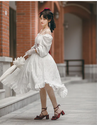 With PUJI~Romantic Dating~Halter Neckline Lolita OP Dress   