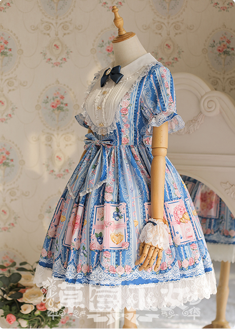 Strawberry Witch~ Blueberry Short Sleeve Princess Lolita OP   