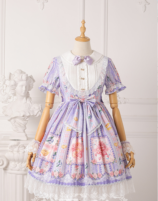 Strawberry Witch~ Blueberry Short Sleeve Princess Lolita OP S lavender purple