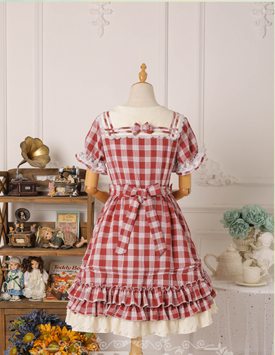 Strawberry Witch~Tartan Lolita OP Dress   