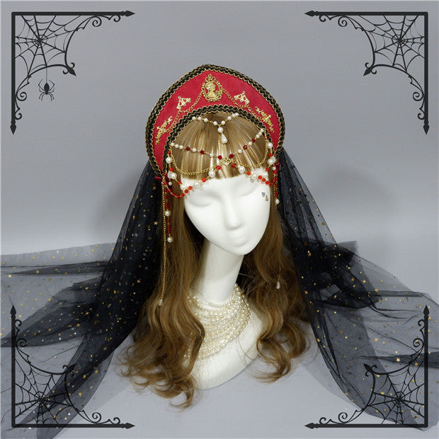 Foxcherry-Palace Retro Gorgeous Bead Chain Headdress Multicolors   