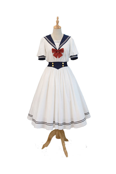 Beleganty~Sea and Wind~Version 1.0 Retro Sailor Lolita OP Dress S(one piece collar on back) white 