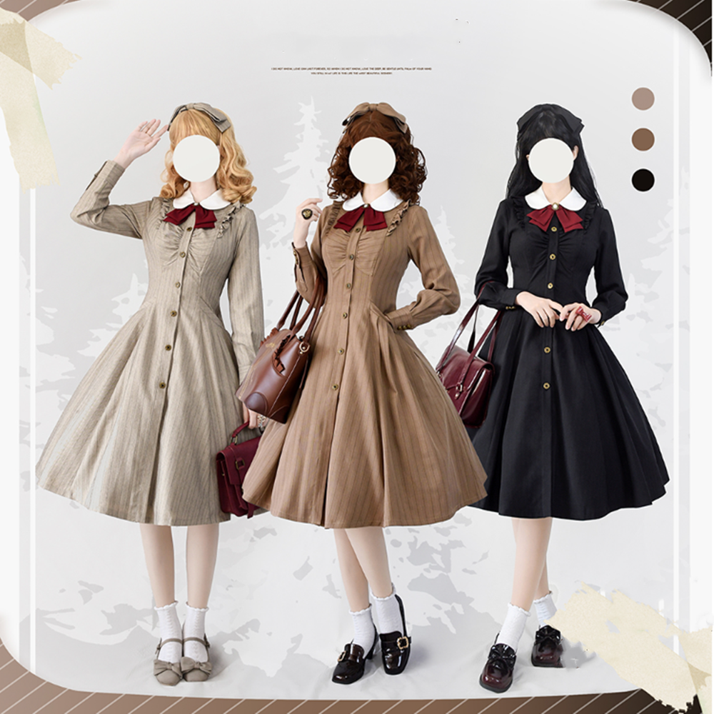 Forest Wardrobe~Winter Lolita Classic Front Open Stripe OP 6732:90066