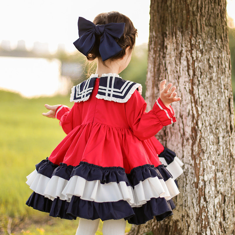 Kid Lolita Winter Preppy Style Fashion Dress 130cm red 