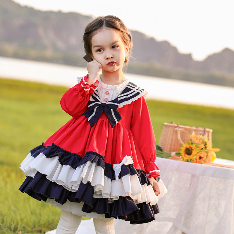 Kid Lolita Winter Preppy Style Fashion Dress 90cm red 