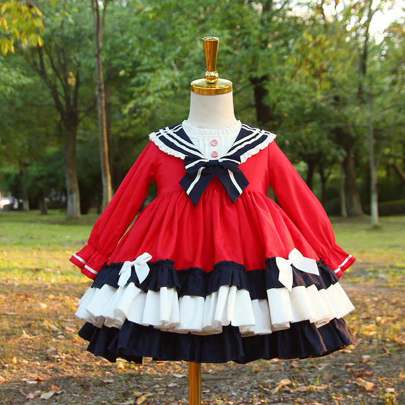 Kid Lolita Winter Preppy Style Fashion Dress 70cm red 