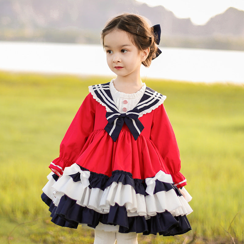 Kid Lolita Winter Preppy Style Fashion Dress 110cm red 