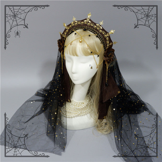 Foxcherry-Palace Retro Gorgeous Lolita headdress Multicolors free size black veil 