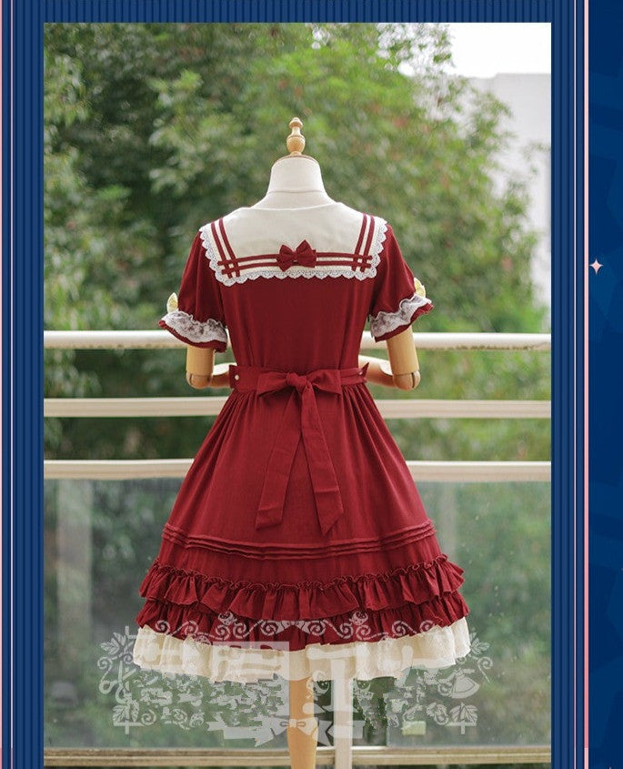 Strawberry Witch - Long Sleeve Sweet Lolita OP XS dull red