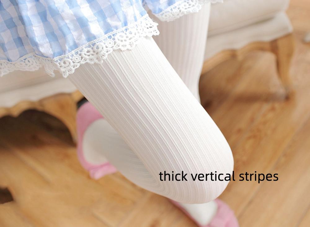 Thirteen Flower - Jacquard Heart Stripes Black White Panty-hose White thick vertical stripes One Size