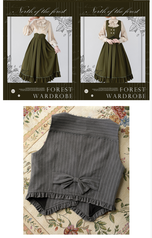 Forest Wardrobe~North of the Forest~Classic Lolita Striped Vest Skirt Set 3040:29065