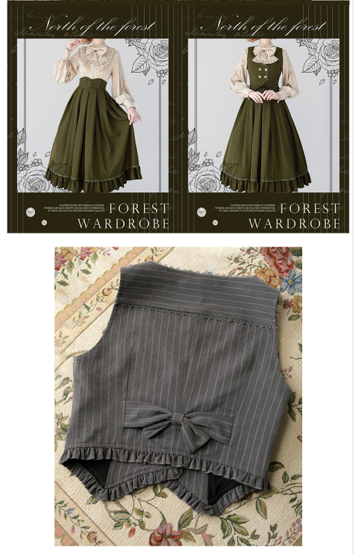 Forest Wardrobe - North of the Forest - Classic Lolita Striped Vest Skirt Set 3040:29065