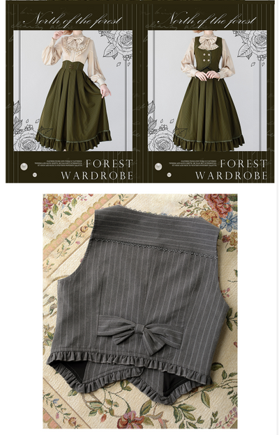 Forest Wardrobe~North of the Forest~Classic Lolita Striped Vest Skirt Set   