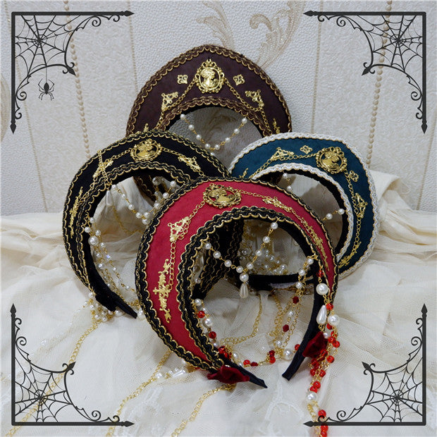 Foxcherry - Retro Lolita Gorgeous Bead Chain Headdress Multicolors