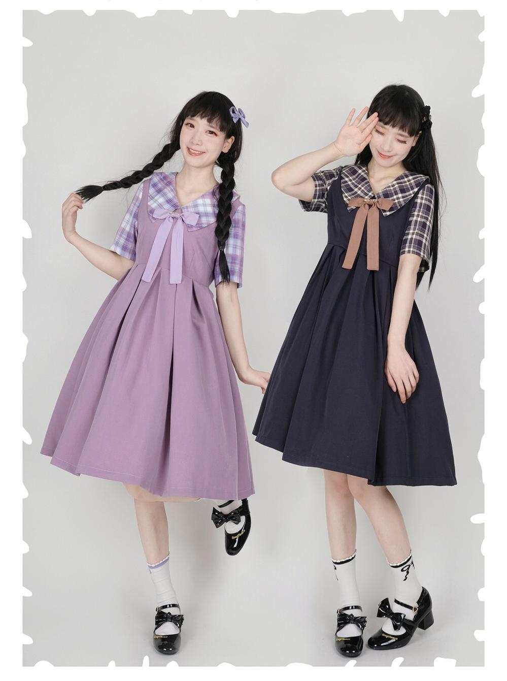 EESSILY~Macaron Waffle~Kawaii Lolita Short Sleeve Summer OP 8314:139782