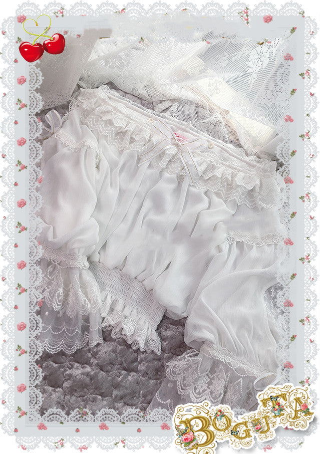 Boguta ~ Heidi Series ~ Classic Lace Puff Sleeves Blouse 210:65311