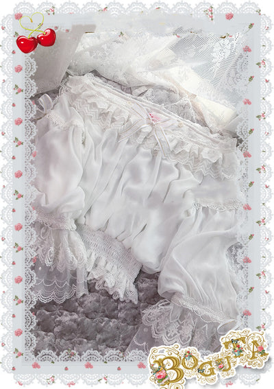 Boguta ~ Heidi Series ~ Classic Lace Puff Sleeves Blouse   