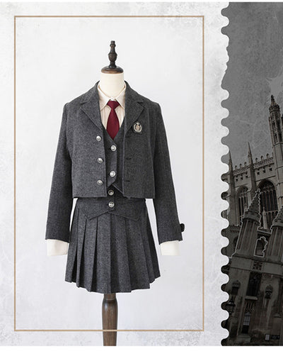 CastleToo~London Street~Academic Style SK and Suspenders Uniform free size grey skirt 