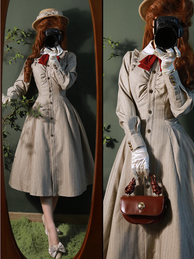 Forest Wardrobe~Winter Lolita Classic Front Open Stripe OP   