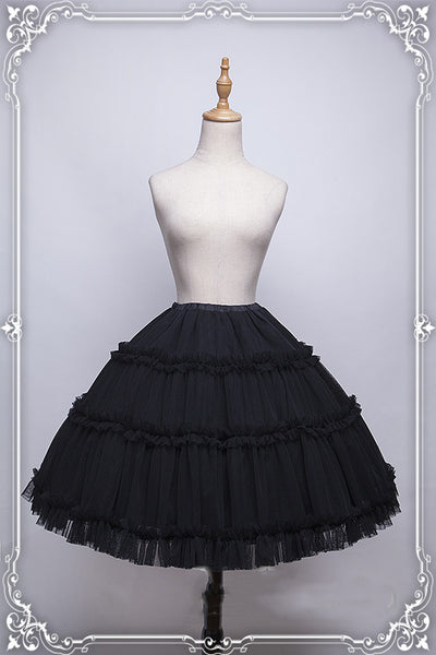 Krad Lanrete~Elegant Long and Short Lolita Petticoat Free size gauze SK (short version)-black color 