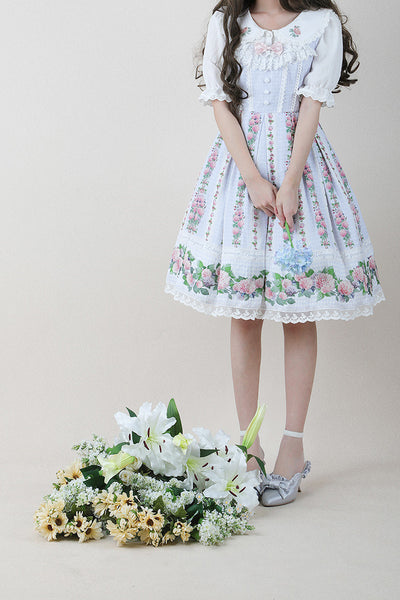 Beleganty~Summer of Hydrangea~Flower Printed Lolita Jumper Skirt   