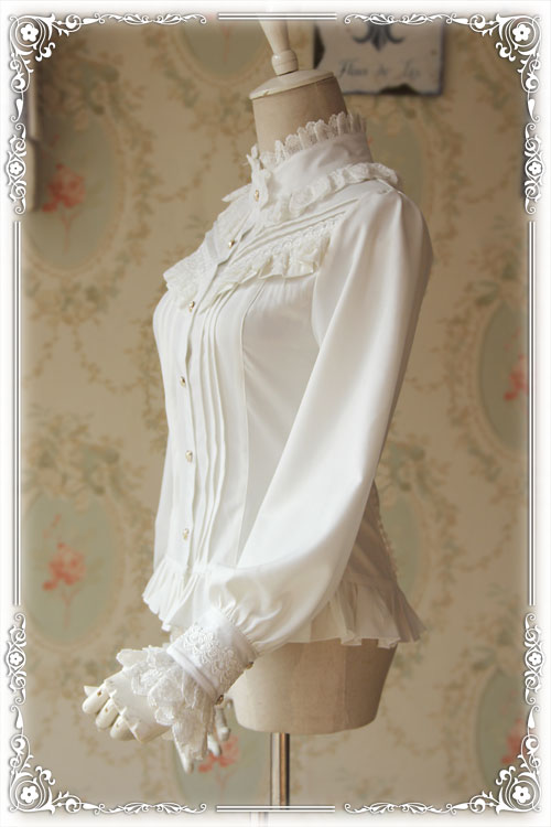 Infanta~Fragrance~Lace Ruffle Pin Tucks Lolita Blouse