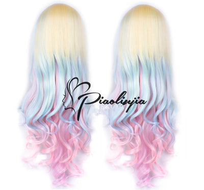 Piaoliujia~Japanese Gradient Rainbow Color Lolita Wig   