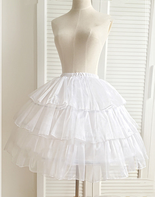 Boguta ~ Adjustable Steel Gauze White Lolita Petticoat free size white 