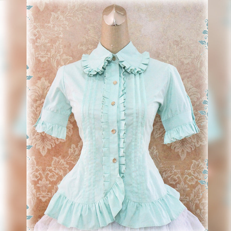 Strawberry Witch - Multicolors Short Sleeve Cotton Lolita Blouse S light green