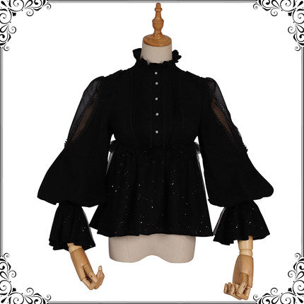 YingLuoFu God Redemption Gothic Darkness Lolita JSK S black long sleeve blouse 
