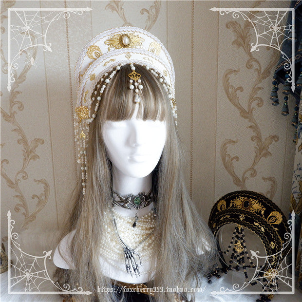 Fox Cherry-Lolita Palace Retro Hair Ornament Hair Crown white