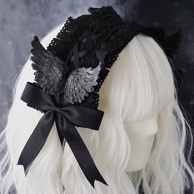 Strange Sugar~Black Wings Halloween Goth Lolita Hairband black crow hairband  