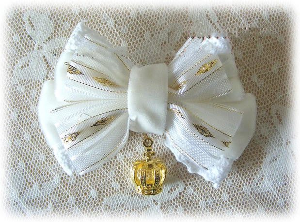 Foxcherry-Sweet Lolita Bow Lace Hairclip Multiple Colors white  