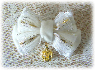 Foxcherry-Sweet Lolita Bow Lace Hairclip Multiple Colors free size white 