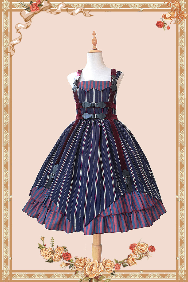 Infanta~Massacre~Classic Stripe Lolita JSK Dress S dark blue 