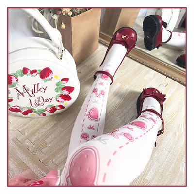 Roji roji~Sweet Strawberry Cherry 120D Lolita Tights   