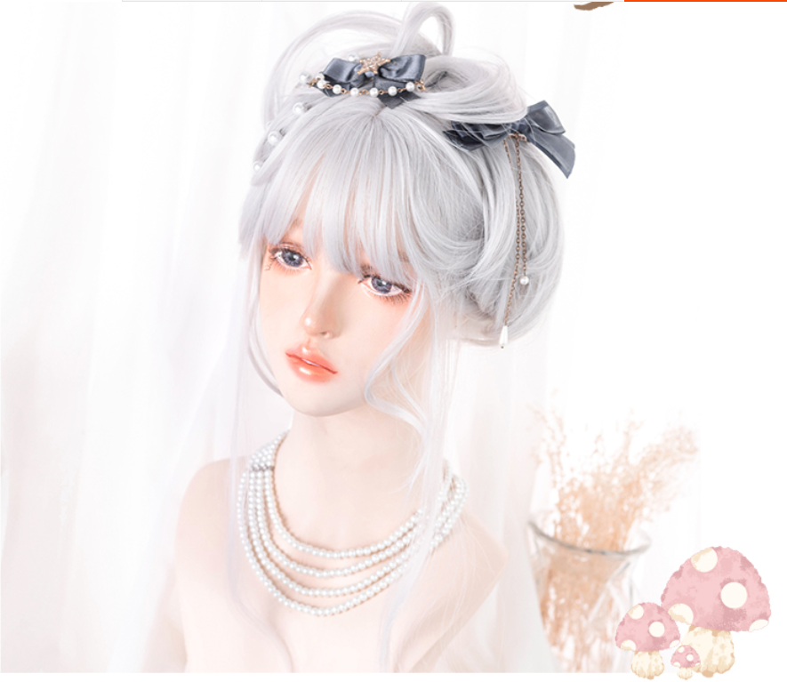 Hengji - 60cm Long Silver White Wavy Cos Wig