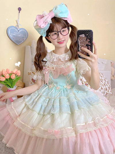 (BuyForMe) Alice Girl~Rainbow Tiered Sweet Lolita JSK Dress   