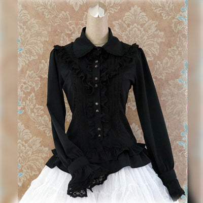 Strawberry Witch~Elegant Corset Lacing Lolita Blouse S black 