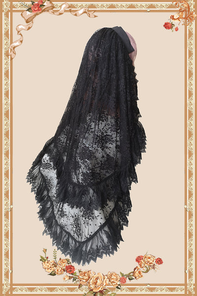 Infanta~Gothic Lolita Vail Double-layer Lace Headdress   