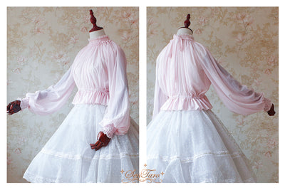 SenTaro ~ Little Pudding ~ Long Puff Sleeve Lolita Blouse free size baby pink (pre-order) 