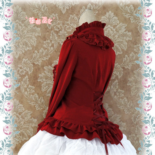 Strawberry Witch~Stand Coallr Silk Retro Lolita Blouse   