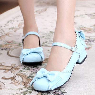 Sosic~Round Toe Lolita Shoes Sweet Bow Design Size 33-41 33 light blue 