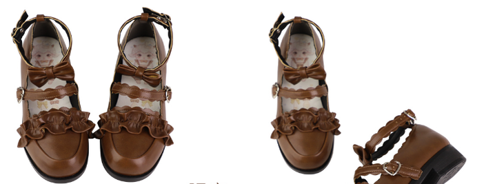 Sheep Puff - Kawaii Lolita Shoes Multicolors 35 02 brown