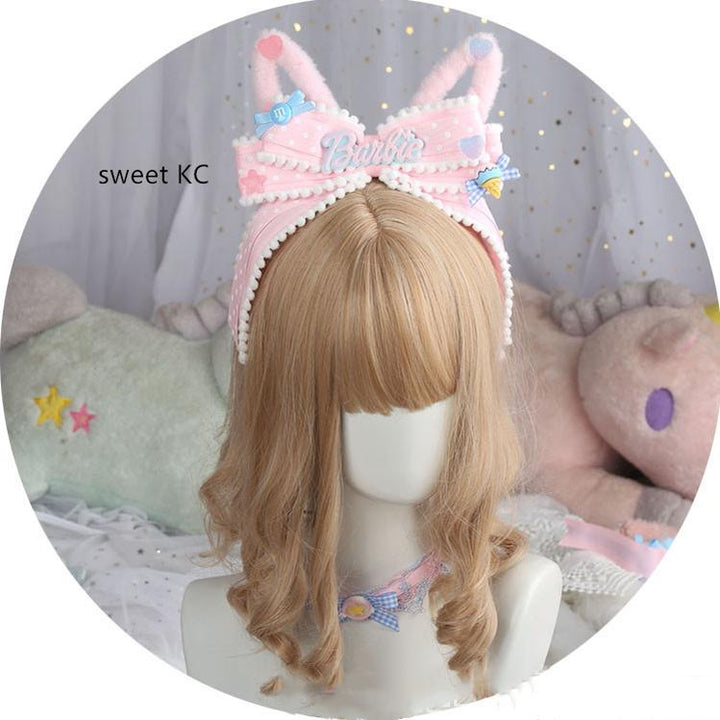 (Buyforme)Manmeng~Pink and Blue Sweet Lolita Bow Headwear   