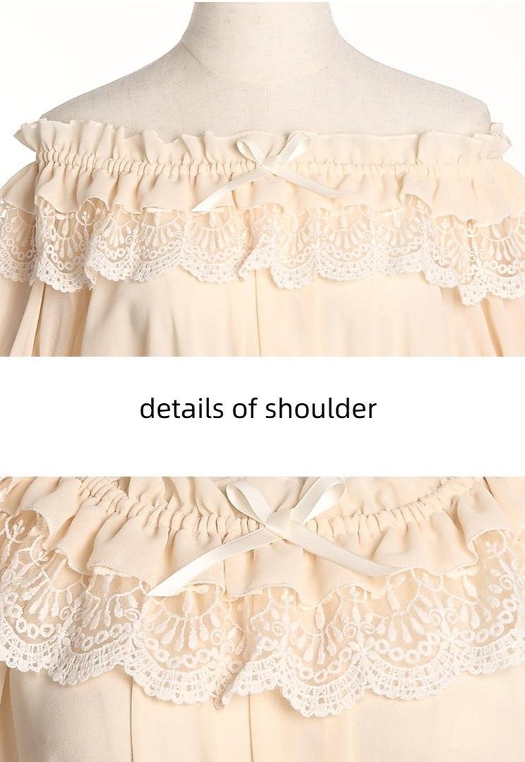 (Buy for me) ZhiJinYuan~Elegant Lolita Open Shoulder Blouse   