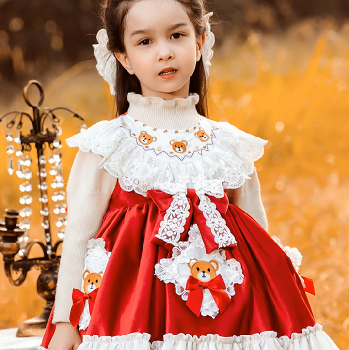 Red Kid Lolita Autumn Princess Dress   