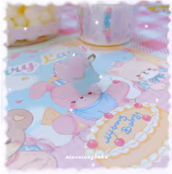 (Buyforme)Bear Doll~Kawaii Lolita Ring Sweet Lolita Accessory pink and blue heart  