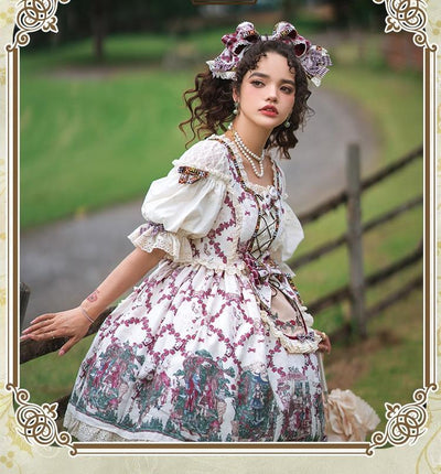 Classical Puppets~Classical Doll~Kawaii Lolita Casual Dress S white+ blood cloak 