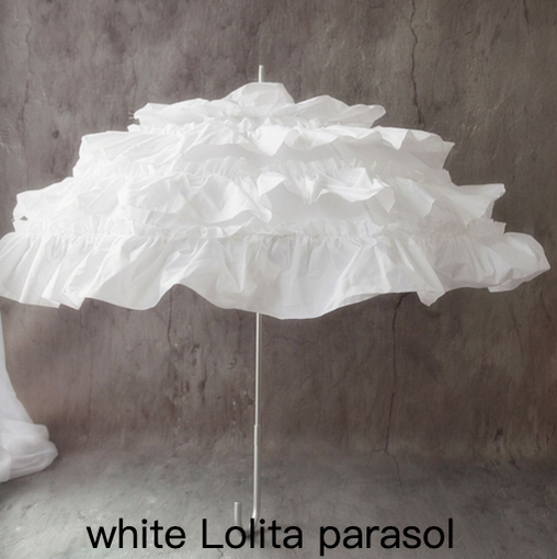 Kaola Jiaju~Princess Wedding Lolita Tiered-Ruffle Parasol Multicolors white Lolita parasol  